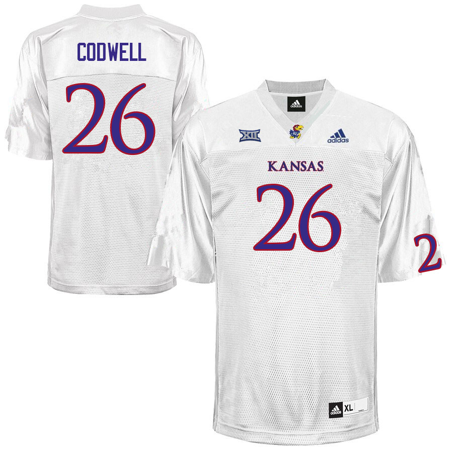 Men #26 Jack Codwell Kansas Jayhawks College Football Jerseys Sale-White